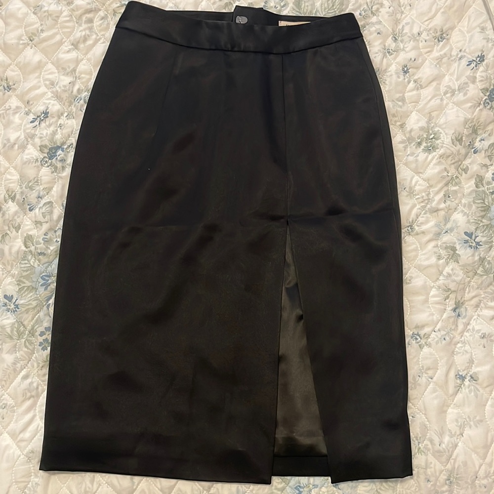 L’Agence silk midi skirt with slit